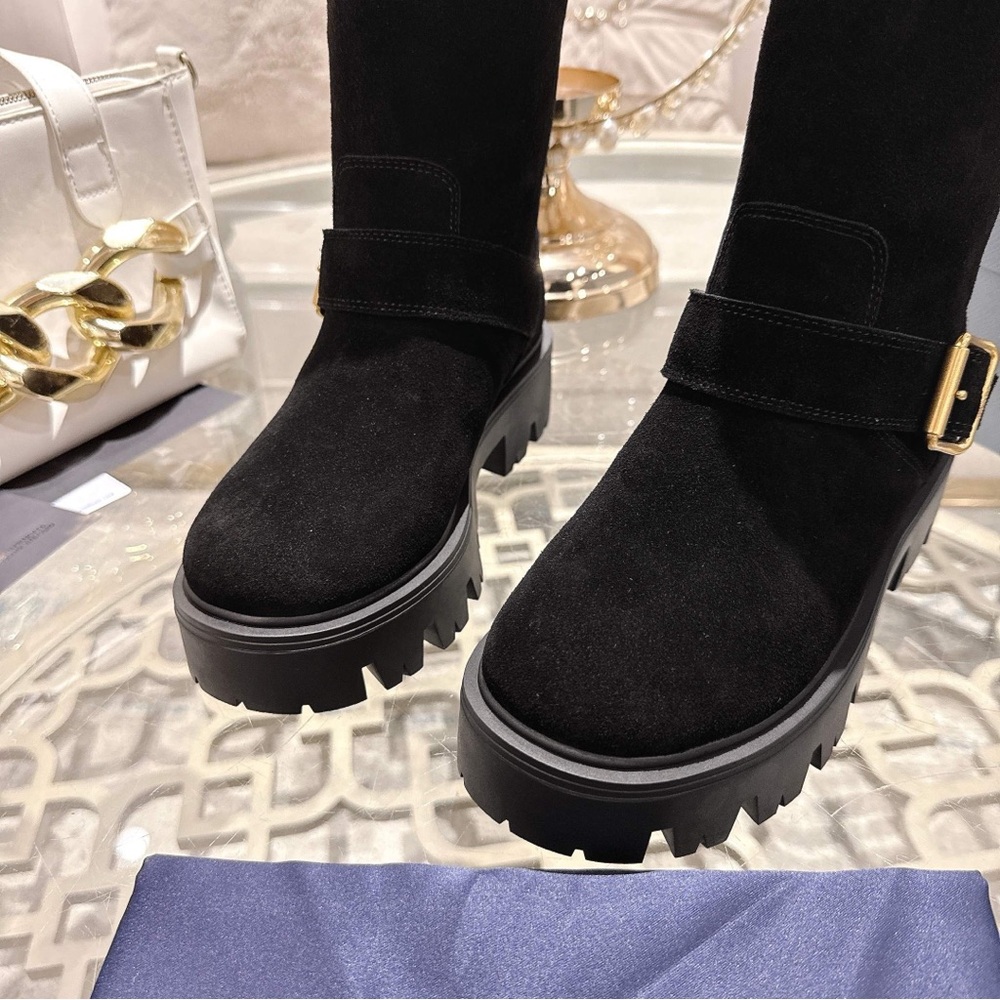 Prada Black Winter Boots with Gold Buckle - Picture 7 of 8